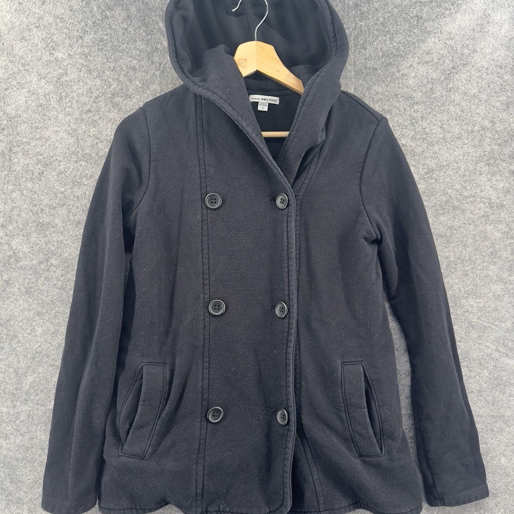 Standard James Perse Jacket Womens Size 2 Medium Double Breasted Hooded Pea Coat